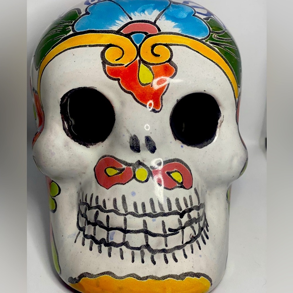 Mexican Talavera  Hand painted skull